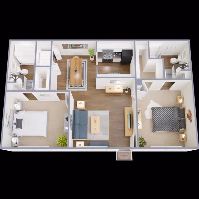2 Beds • 2 Bath 70 floor plan